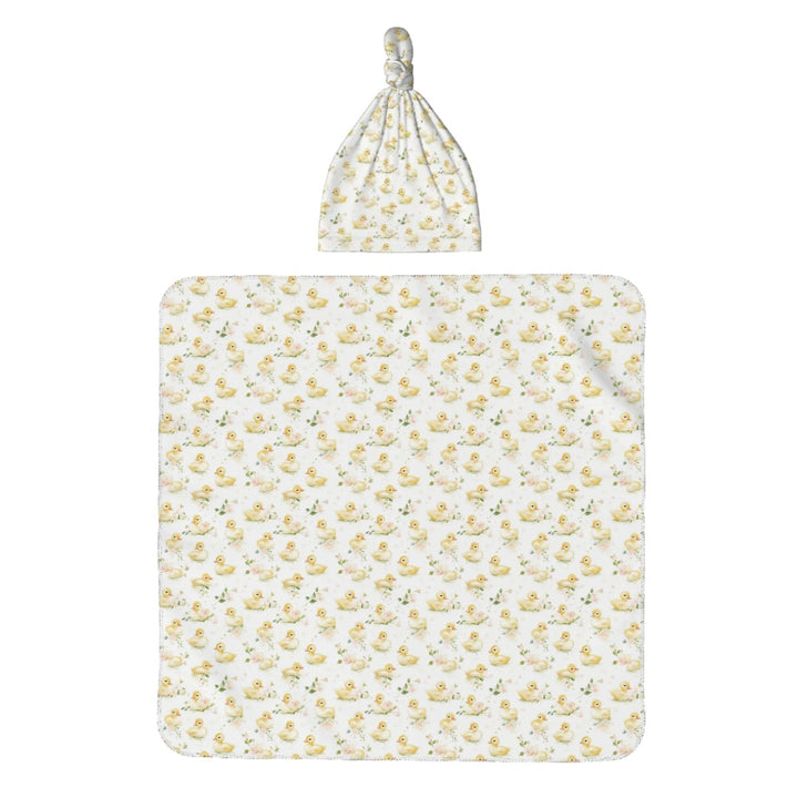 Baby Duckling Swaddle Blanket & Beanie Hat Set