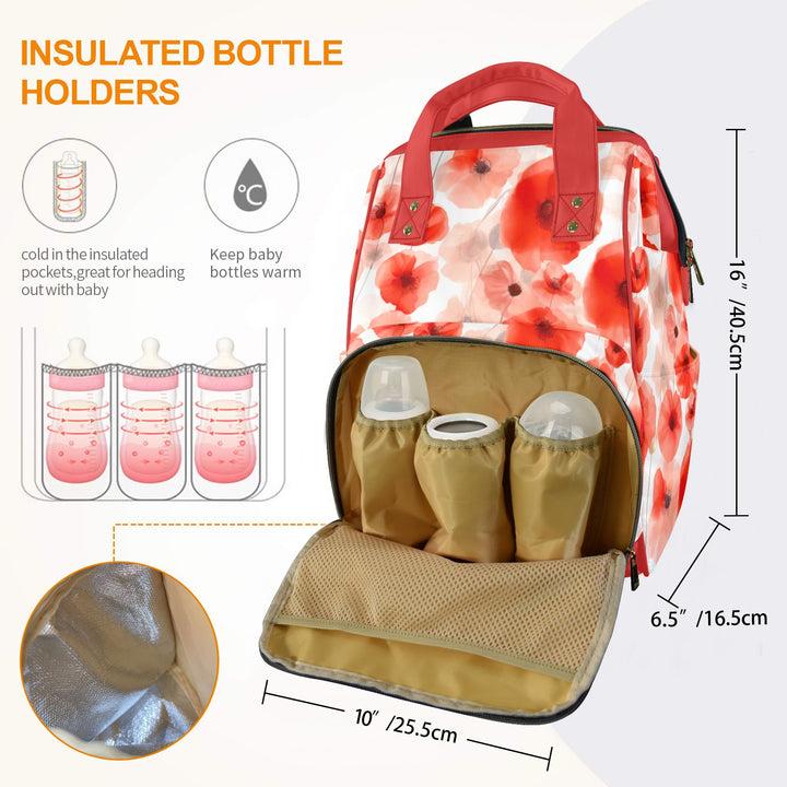 Poppy Flower Diaper Bag