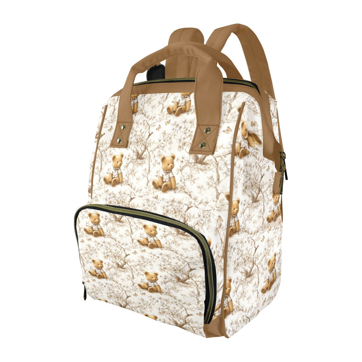Toile Teddy Bear Diaper Bag