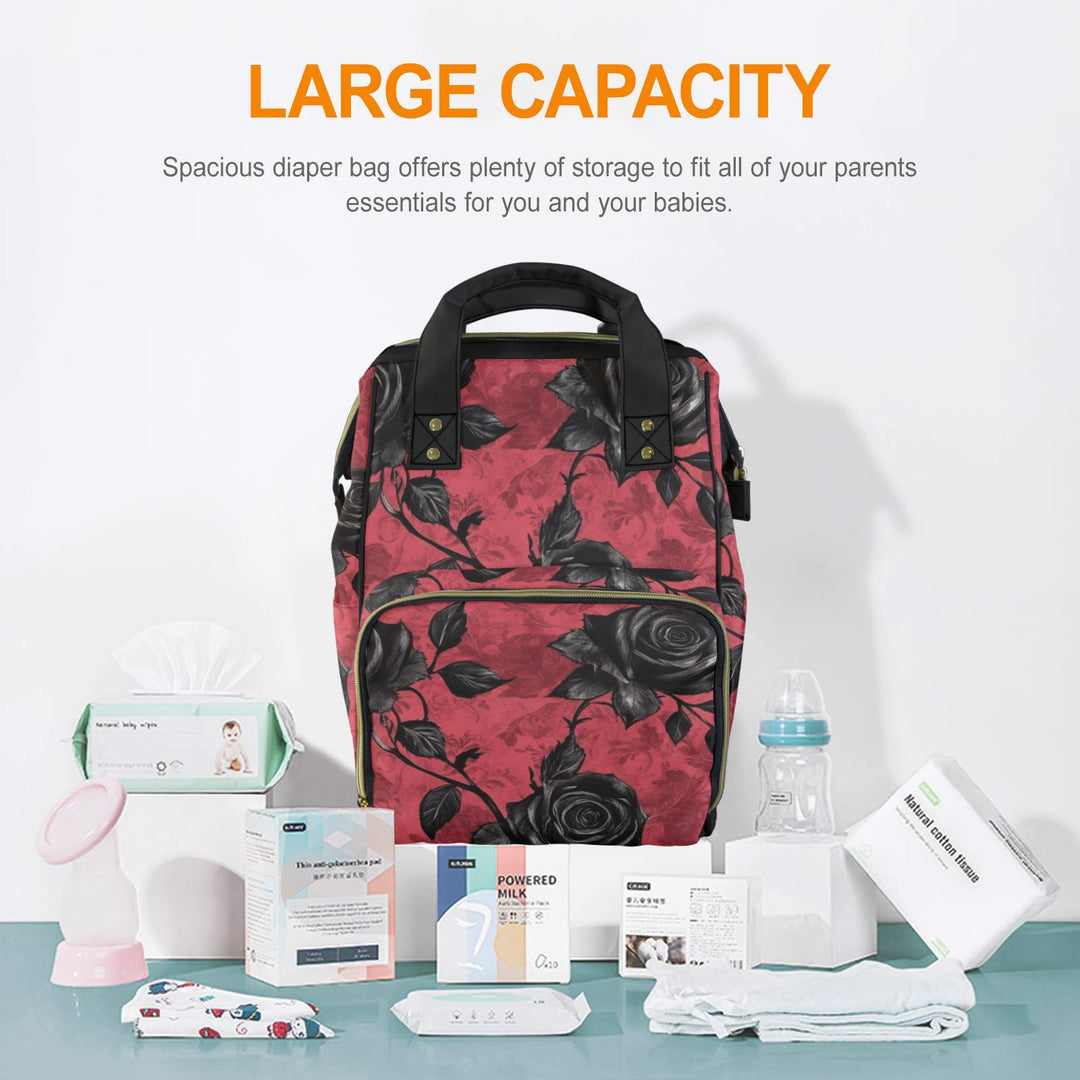 Black Rose Diaper Bag