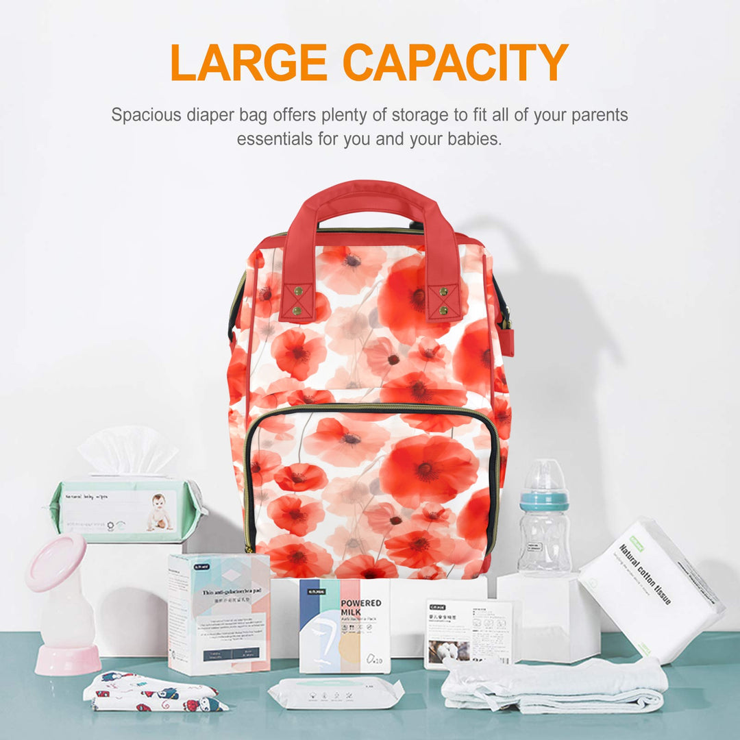 Poppy Flower Diaper Bag