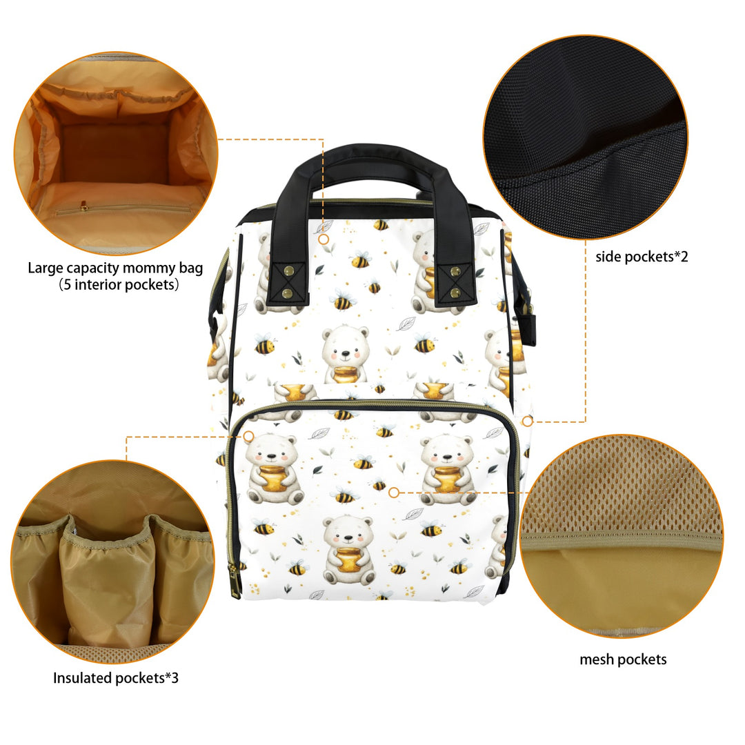 Bears and Honey Bees Diaper Bag