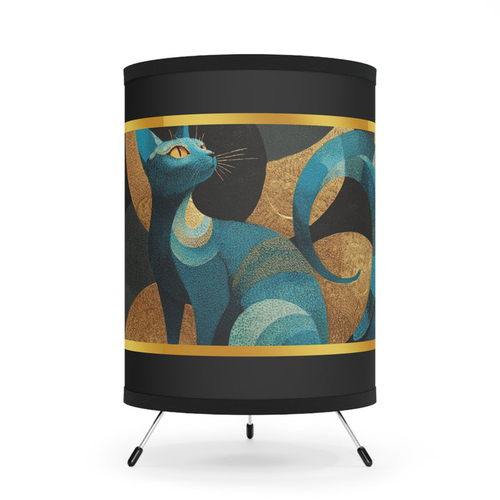 Teal Cat Tripod Lamp