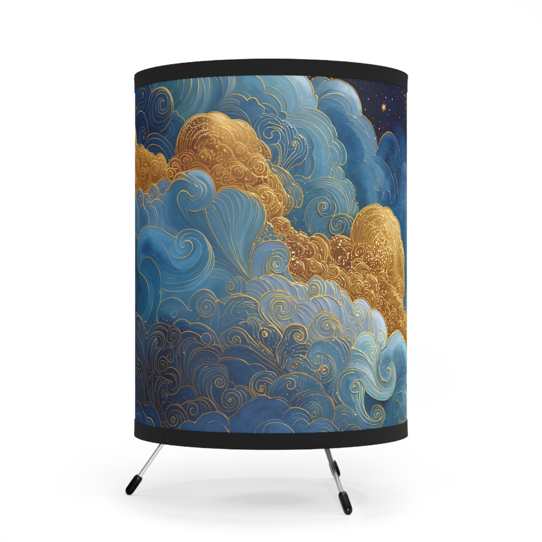 Golden Clouds Night Sky Tripod Lamp