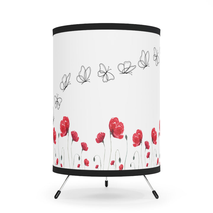 Red Flower Tripod Lamp