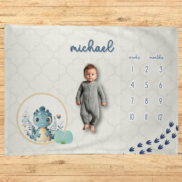 Dinosaur Steps Milestone Blanket