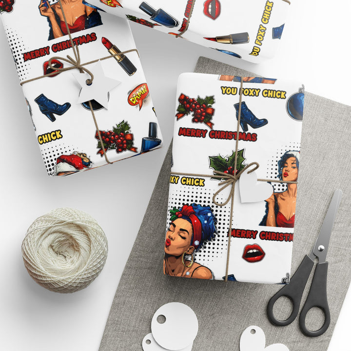 Female Pop Art Christmas Wrapping Paper