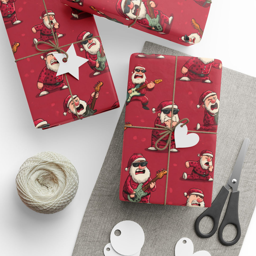 Funny Santa Playing a Guitar Wrapping Paper