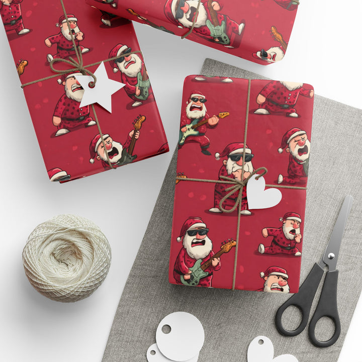 Funny Santa Playing a Guitar Wrapping Paper