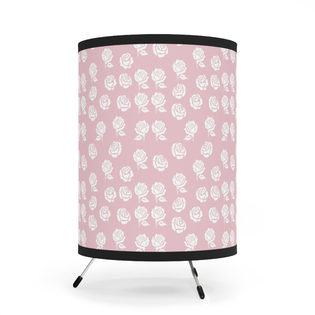 White Rose and Pink Tripod Lamp