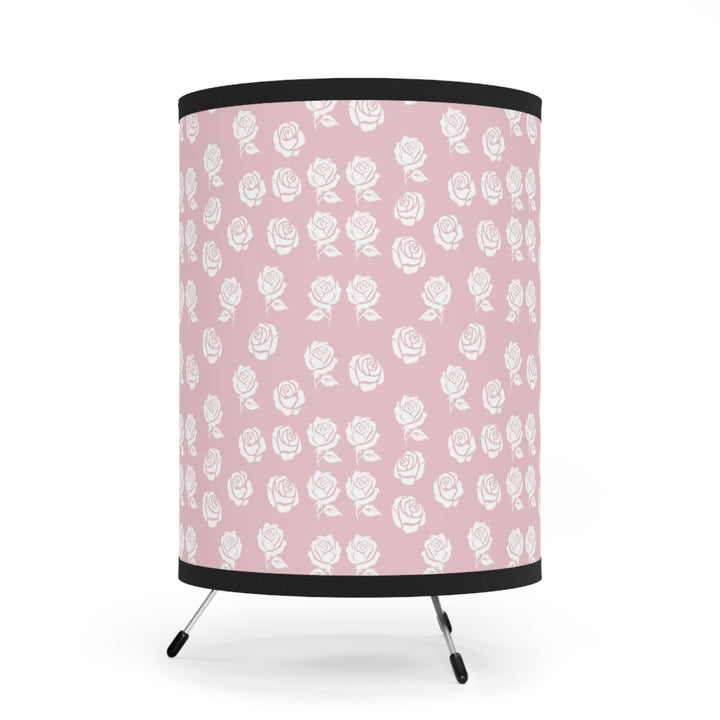 White Rose and Pink Tripod Lamp