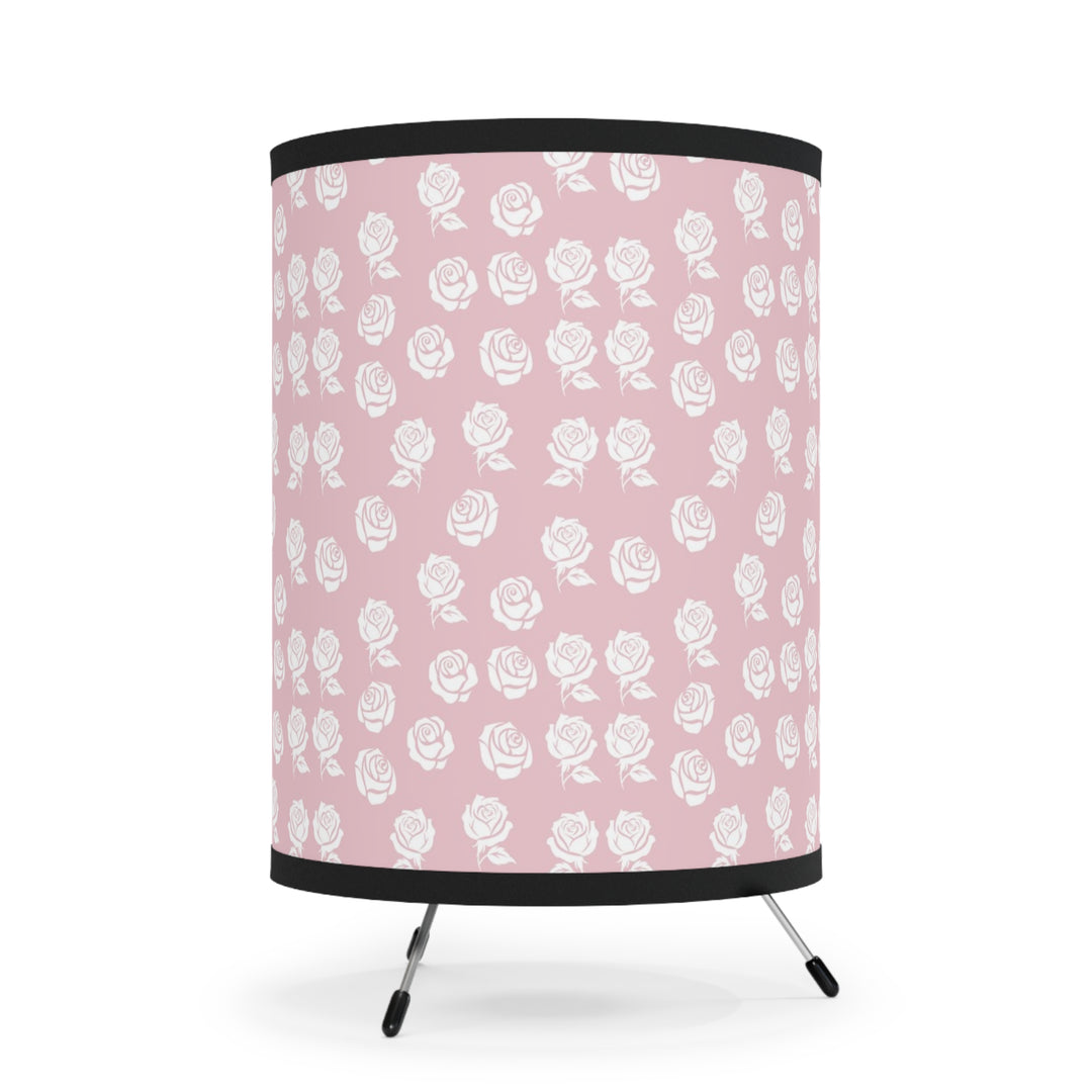 White Rose and Pink Tripod Lamp