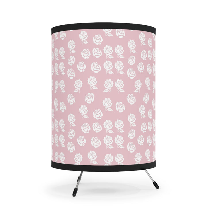 White Rose and Pink Tripod Lamp