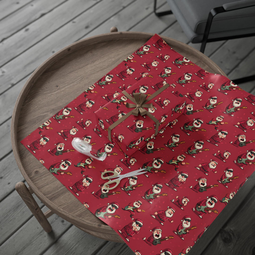Funny Santa Playing a Guitar Wrapping Paper