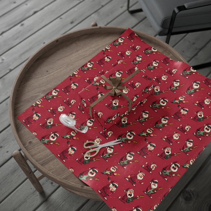 Funny Santa Playing a Guitar Wrapping Paper