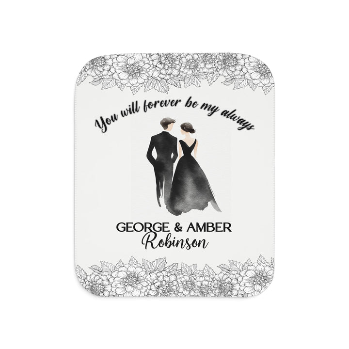 Personalized Black Tie Wedding Sherpa Blanket