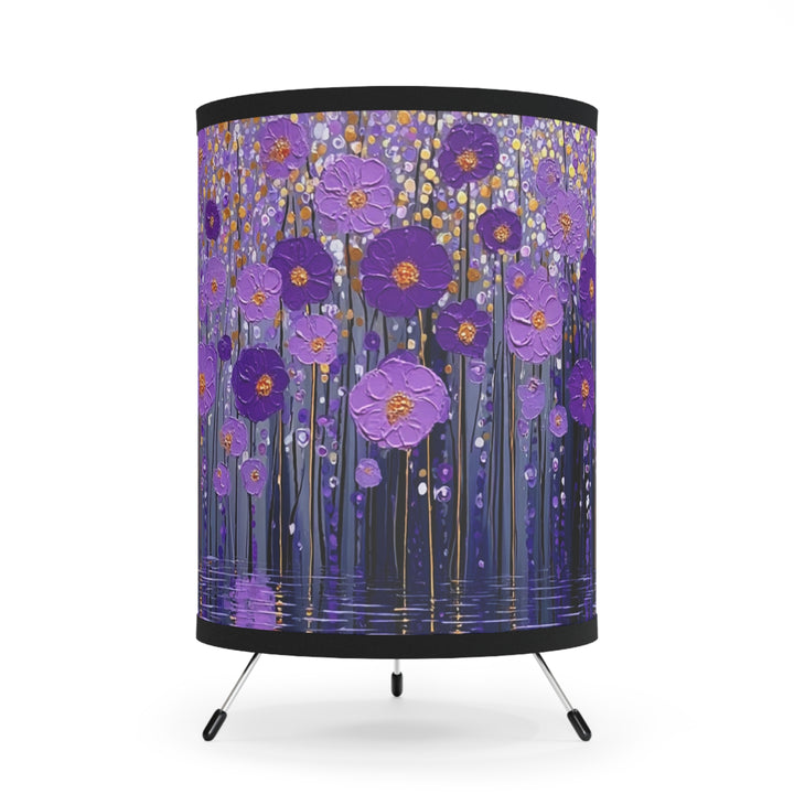 Purple Floral Field Tripod Lamp