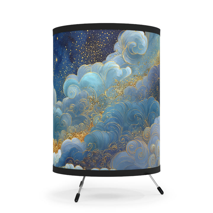 Golden Clouds Night Sky Tripod Lamp