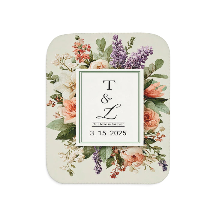 Peach Floral Personalize Sherpa Blanket