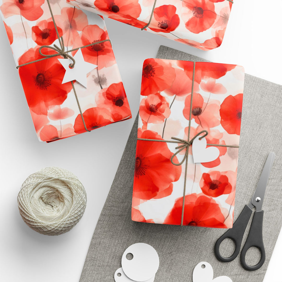 Red Poppy Flower Wrapping Paper