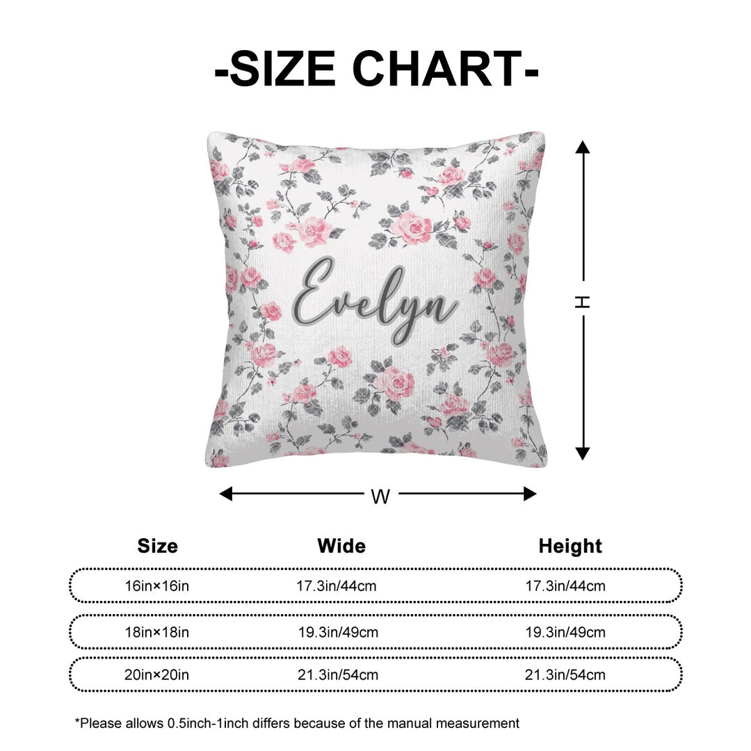 Rose and Lace Corduroy Throw Pillow Covers
