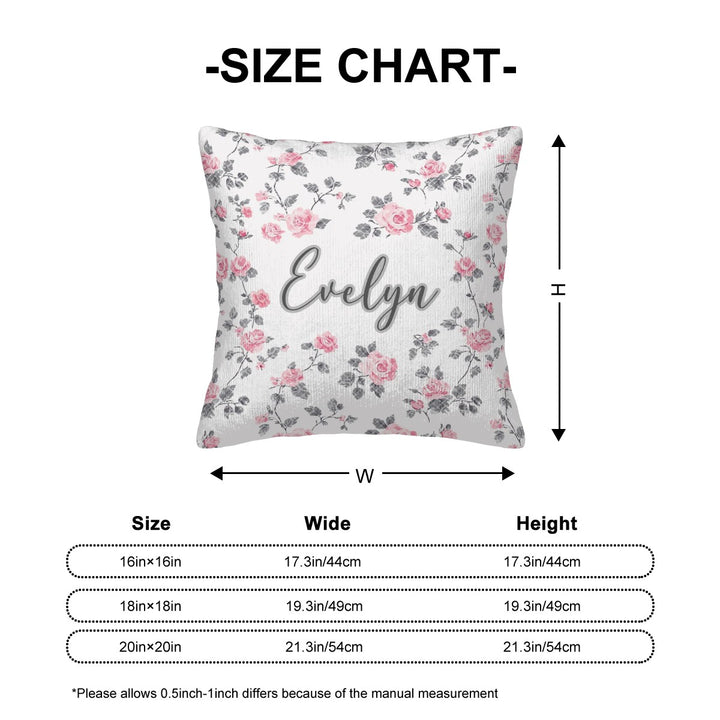 Rose and Lace Corduroy Throw Pillow Covers