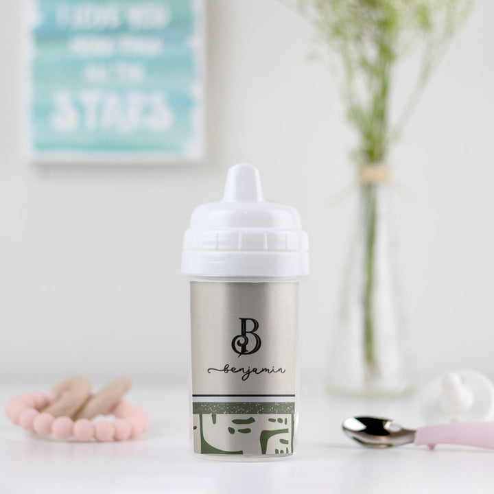 Sage and Cream Monogram Sippy Cup