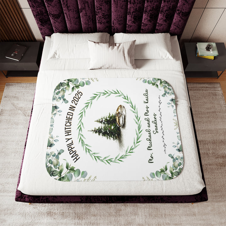 Personalized Cozy Sherpa Blanket for Newlyweds