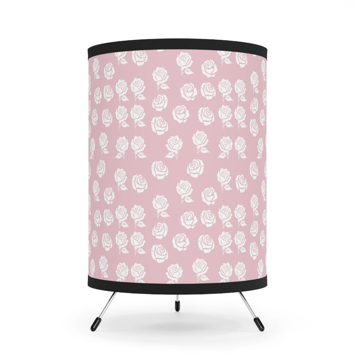 White Rose and Pink Tripod Lamp