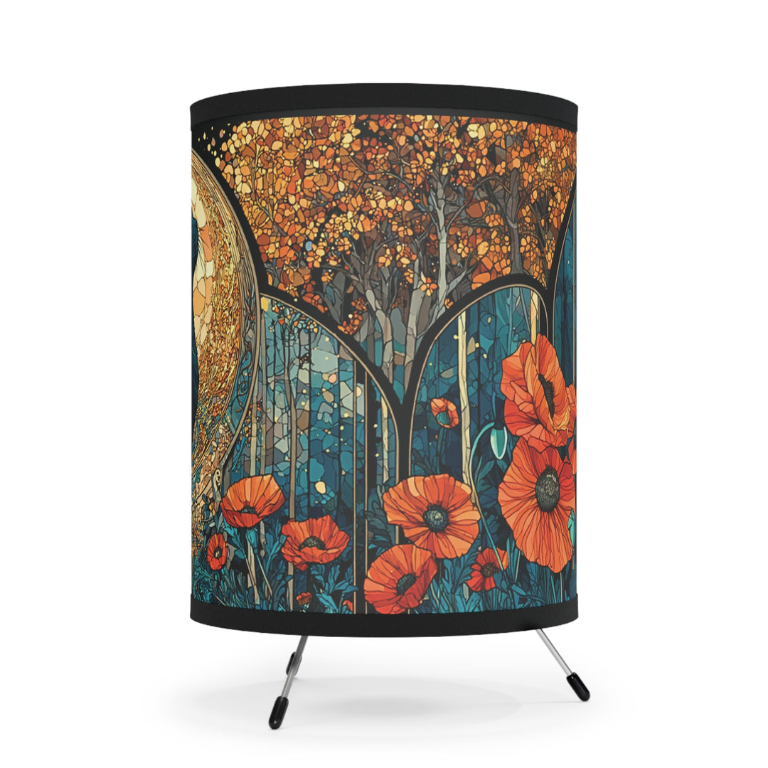 Black Cat Stain Glass Lamp Tripod Lamp