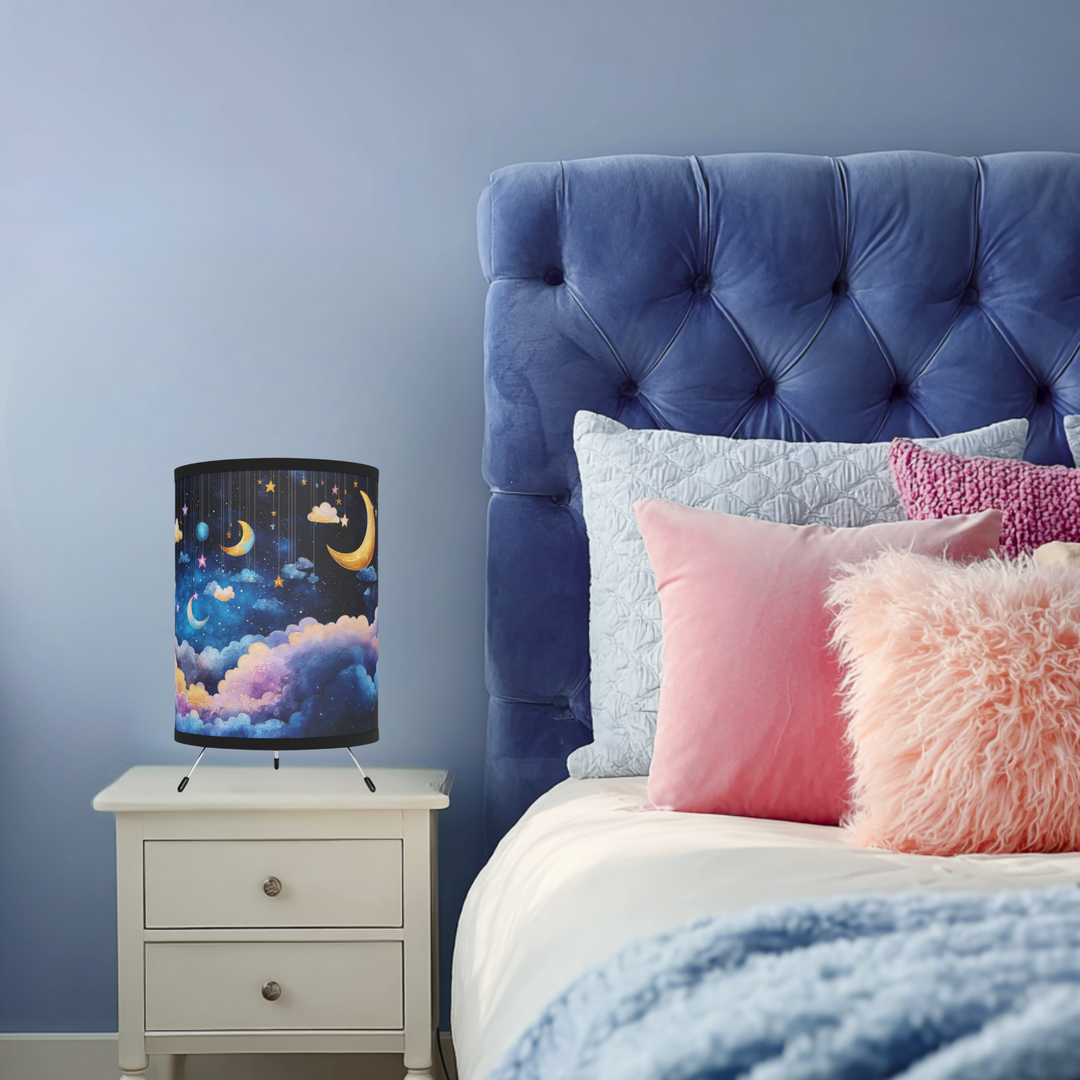 Celestial Moon and Starry Night Tripod Lamp
