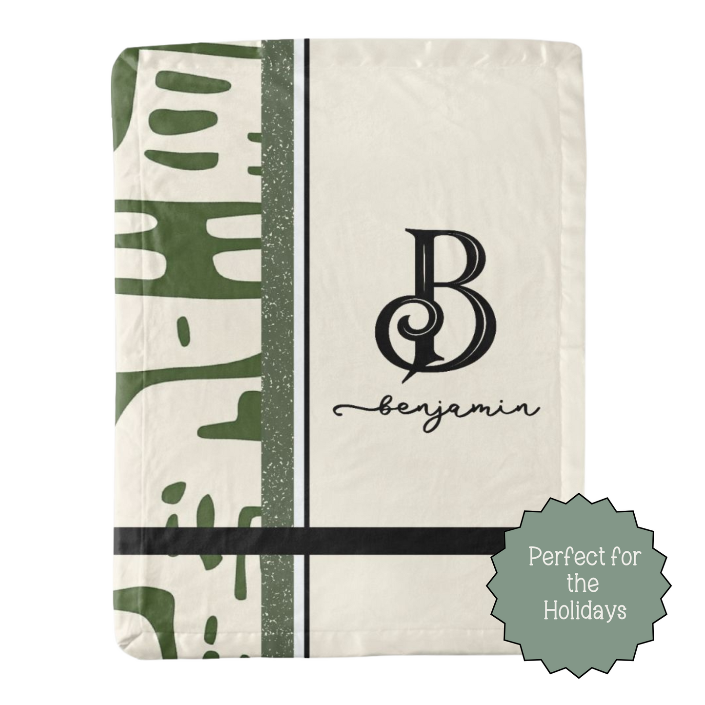 Sage and Cream Monogram Blanket