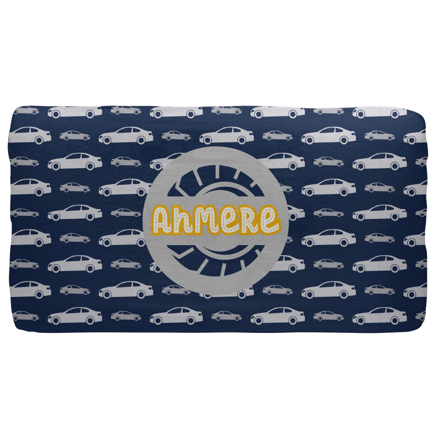 Race Car Blue Fitted Crib Sheet