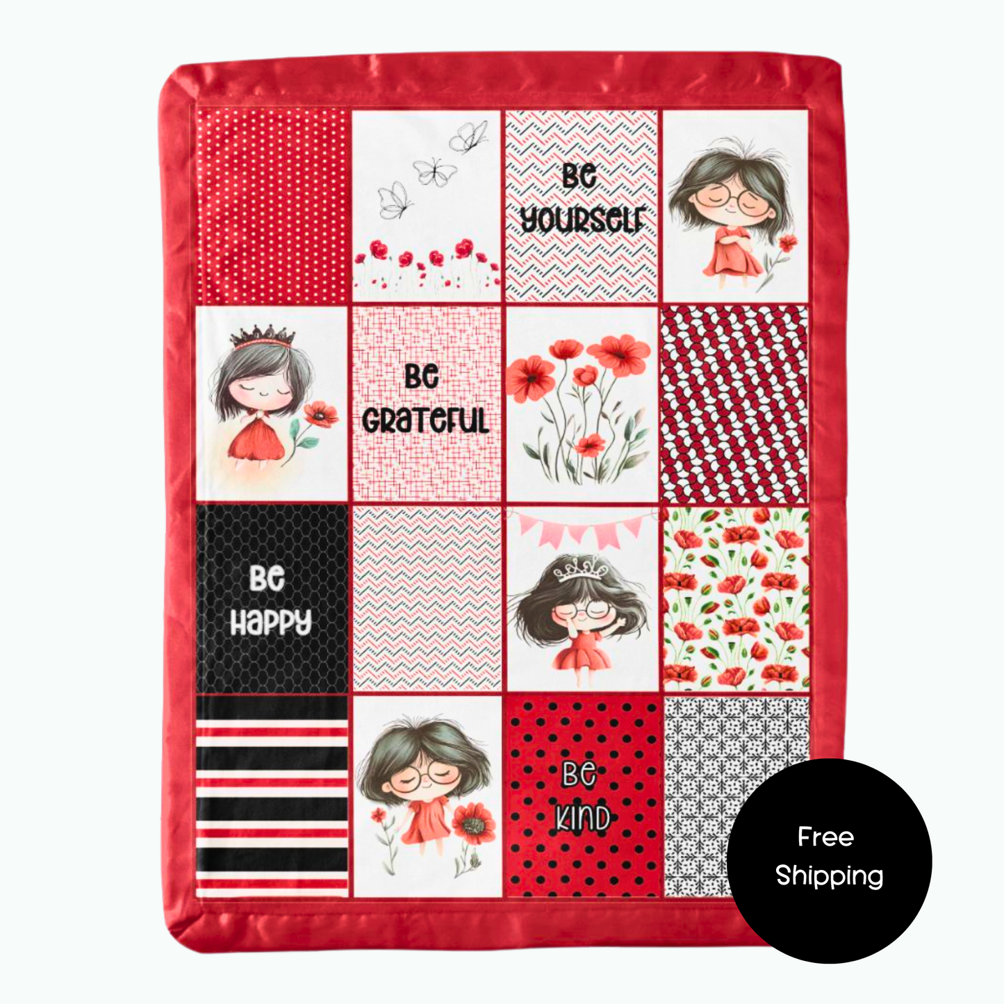 Girl Character Positive Affirmation Blanket