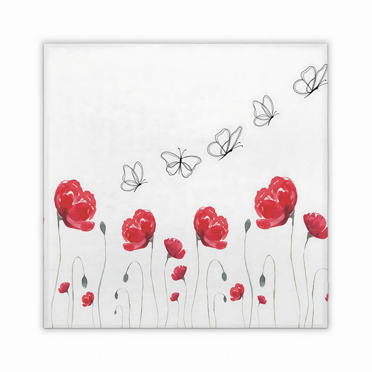 Red Flower Swaddle Blanket