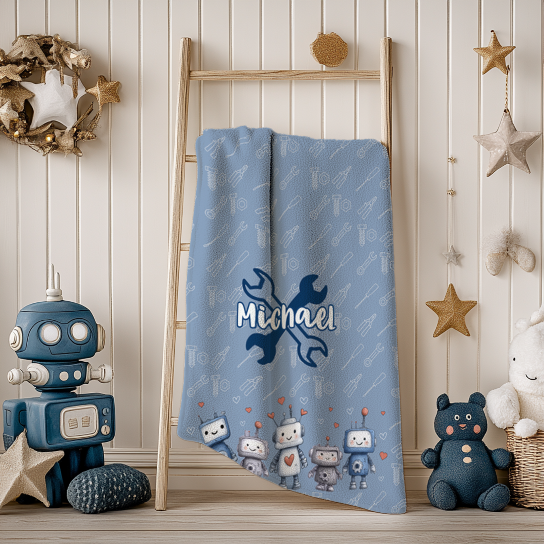 Blue Robot Blanket