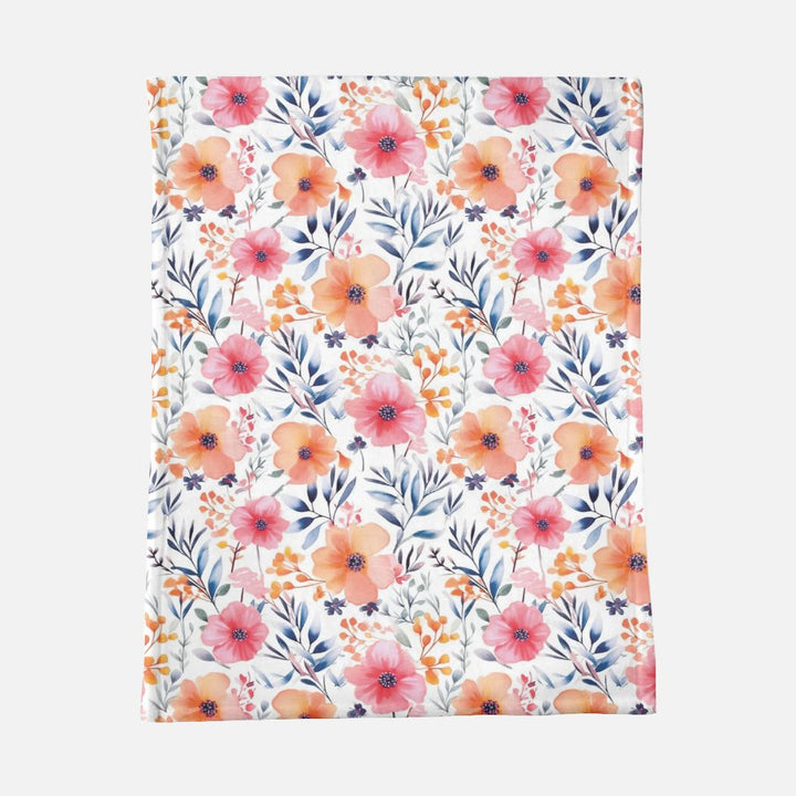 Orange and Pink Floral Minky Blanket