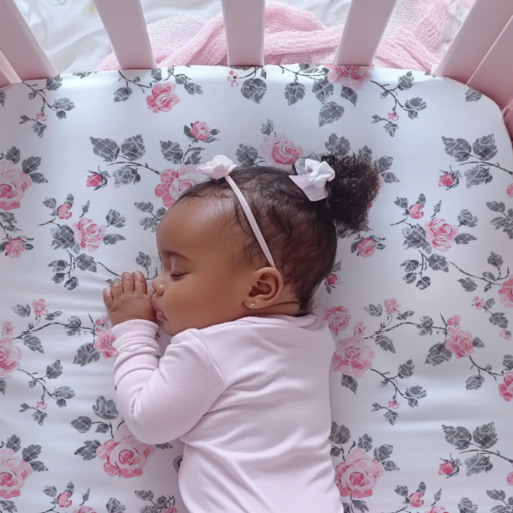 Roses and Lace Jersey Fitted Crib Sheet