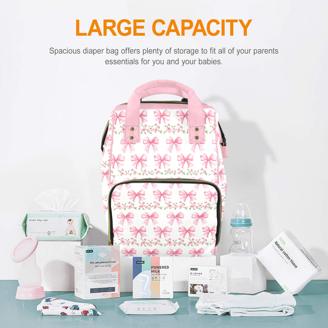 Croquette Pink Bows Diaper Bag