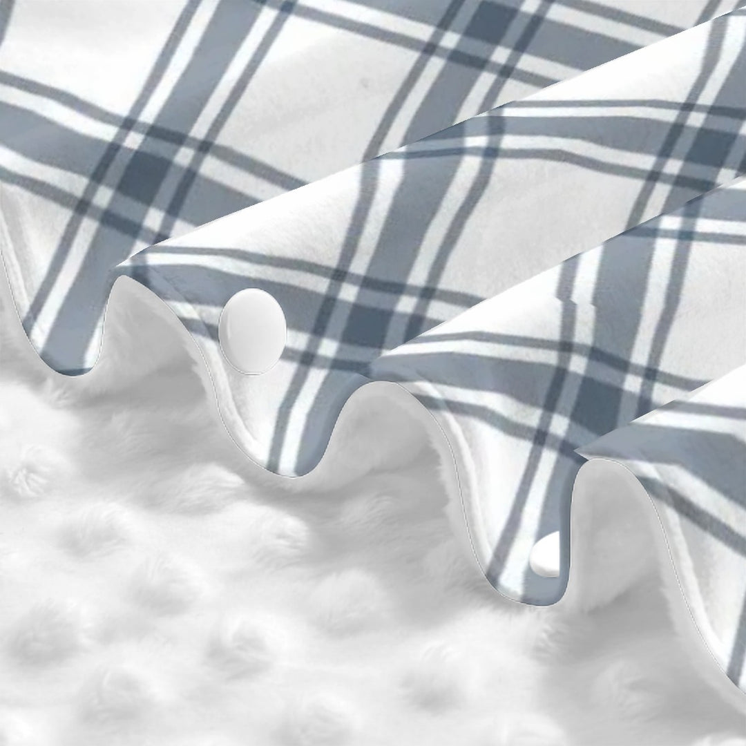 Blue and Grey Plaid Baby Car Seat Cover