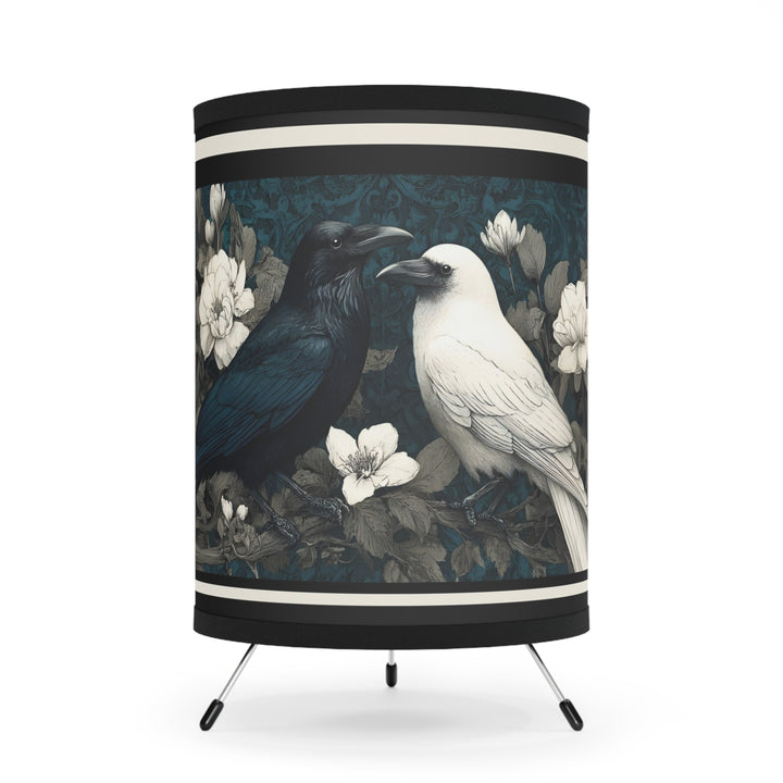 Raven and White Crow Floral Lamp