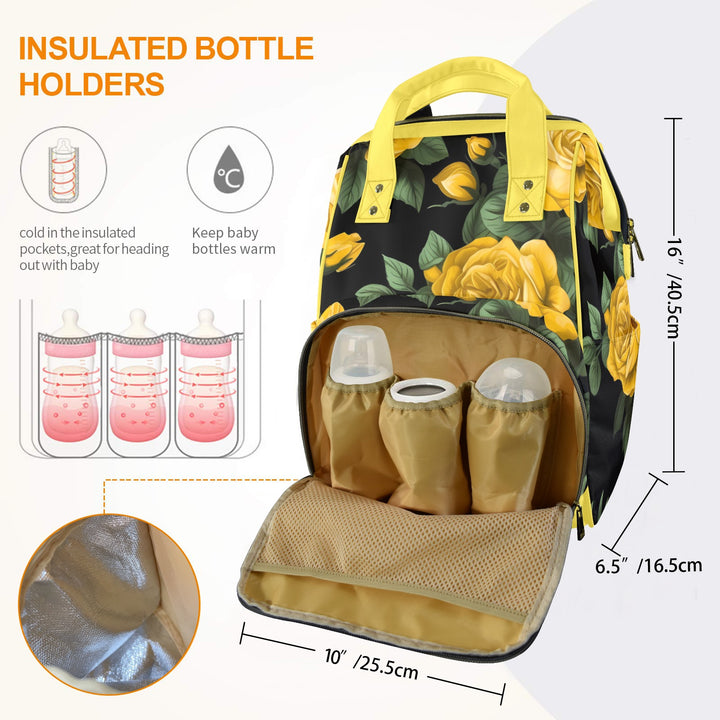 Yellow Rose Diaper Bag