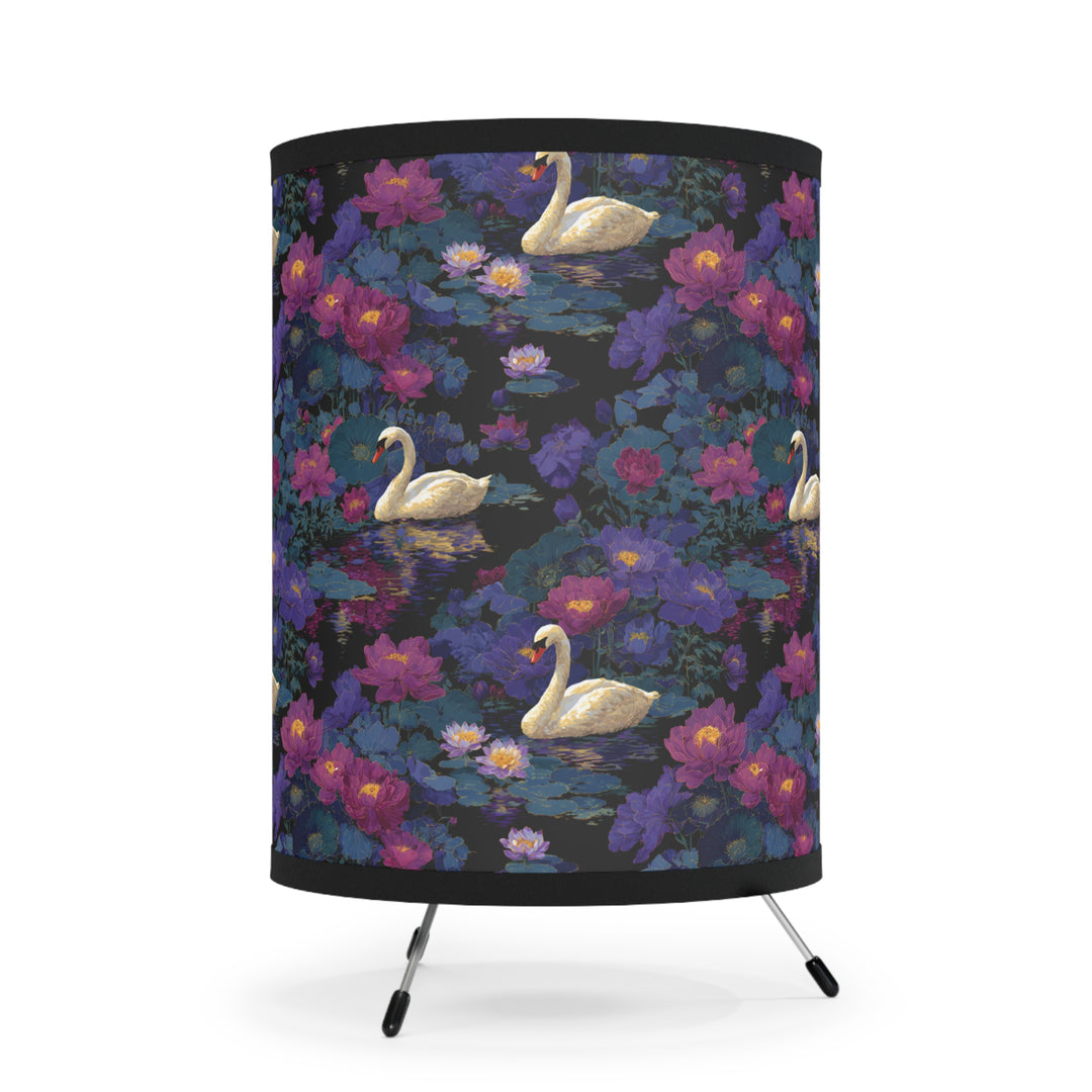 Swan Floral Pattern Tripod Lamp