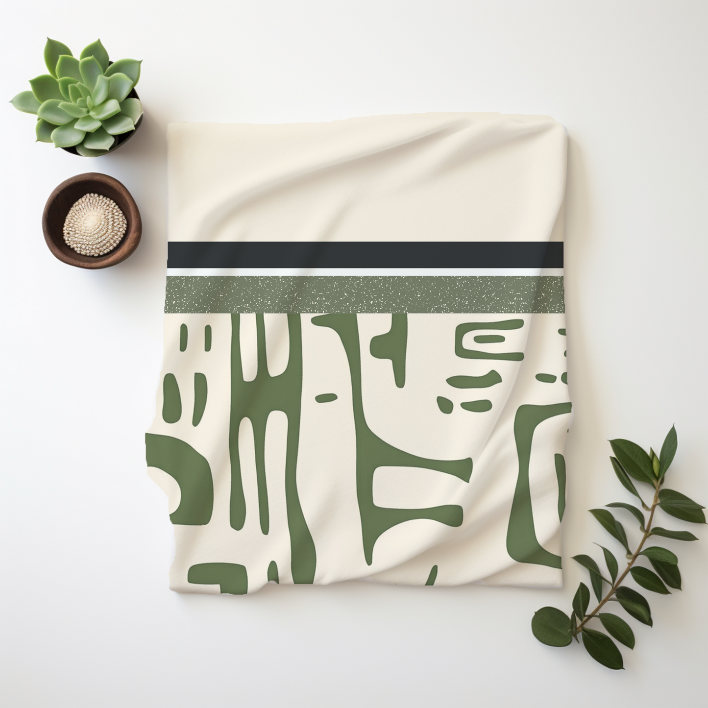 Sage and Cream Swaddle Blanket