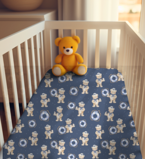 Teddy Bear Sailor Fitted Crib Sheet