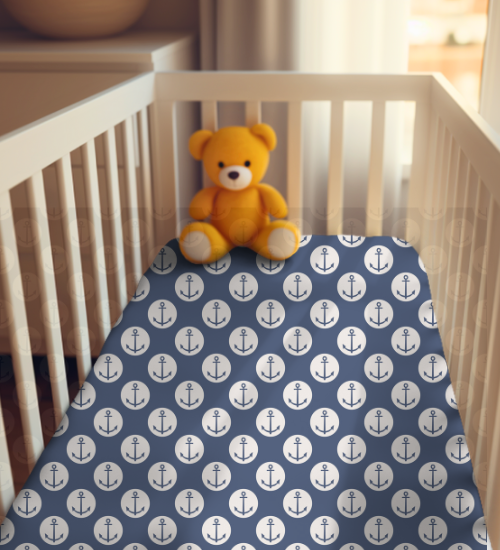 Anchors Away Blue Fitted Crib Sheet