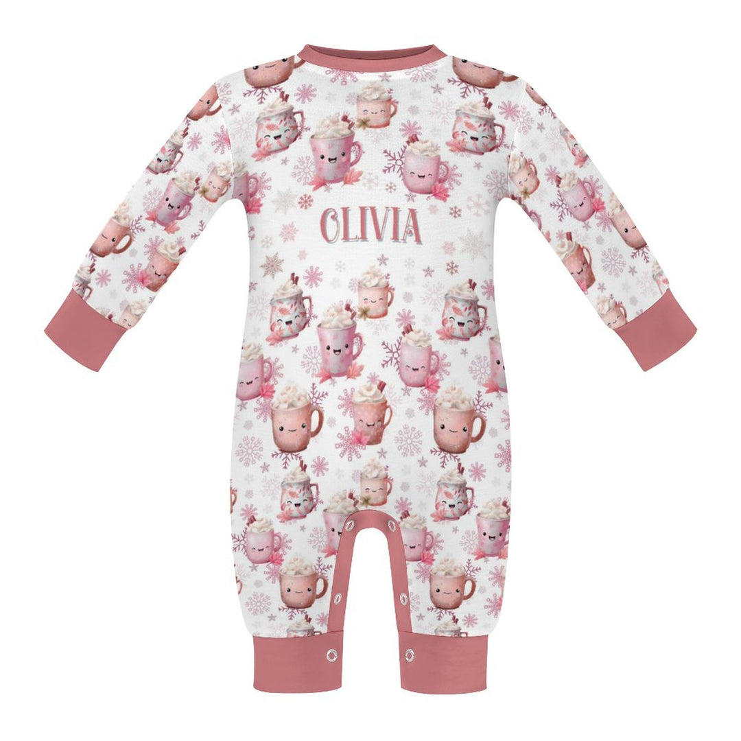 Pink Cocoa Mug Long Sleeve Baby Romper
