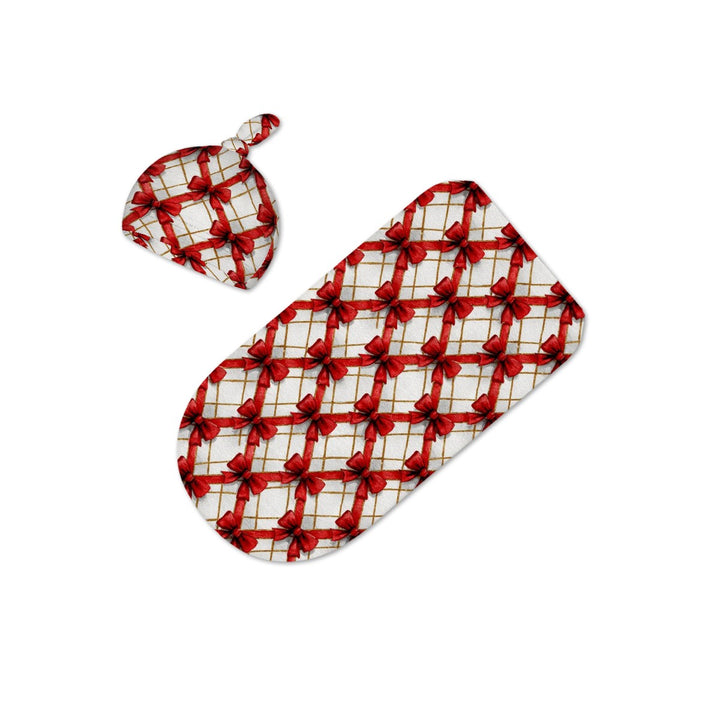 Red Bow Baby Cocoon Baby Swaddle Set