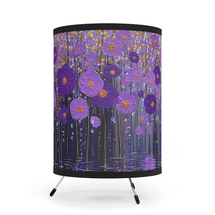 Purple Floral Field Tripod Lamp