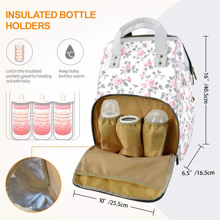 Roses and Lace Diaper Bag Backpack